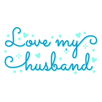 Affectionate blue cursive lettering design for husband t-shirt design