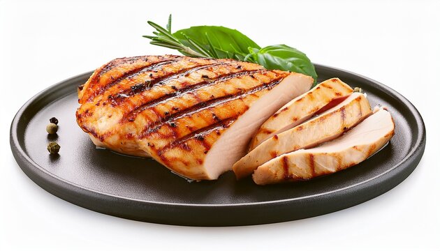Grilled Chicken Breast Isolated On White Background