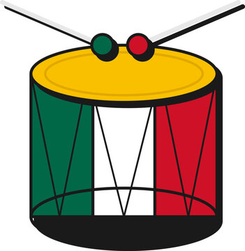 A colorful Mexican flag themed stadium bass drum with mallets for soccer fans and celebration