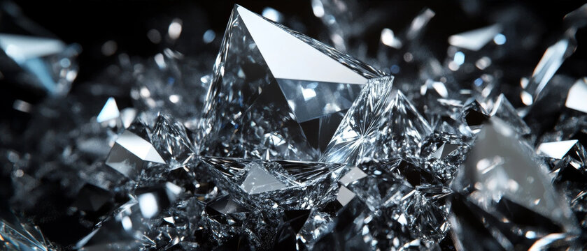 Brilliant diamond crystal sparkling with bright colorful light reflections on a dark background.