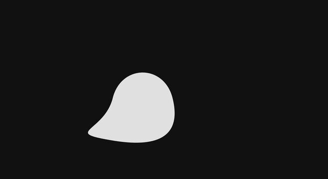 Minimalist morphing circle to teardrop shape animation on animation black background