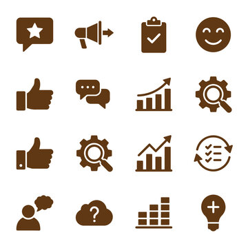 Collection Of Social Media Icons Flat Brown Silhouette Style