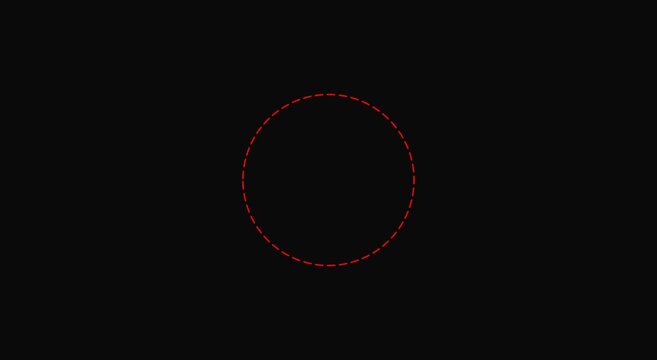 Minimalist red dashed circle loading animation on animation black background