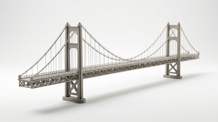 Fototapeta premium Detailed architectural bridge model isolated on white background