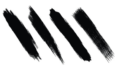 Diagonal black paint brush strokes set. Distressed slanted ink lines and rough dry brush slash dividers. © MDASADUL