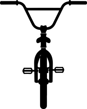 Bicycle handlebars and gears, bike components, black silhouette, vector graphics, cycling parts