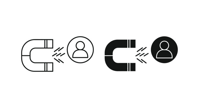 Magnet attracting and repelling human icon