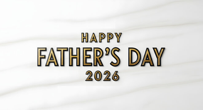 Happy Father's Day 2026 greeting card with festive typography on white background