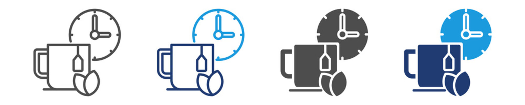 tea time icon set multiple style