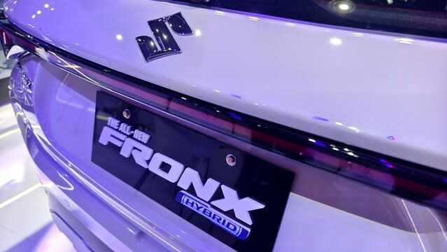 Pasay, Metro Manila, Philippines - June 6, 2026: Rear view detail of the Suzuki Fronx Hybrid badge displayed at the Philippine International Motor Show.