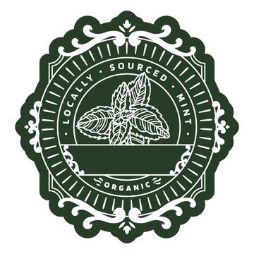 Green logo with a mint leaf on it