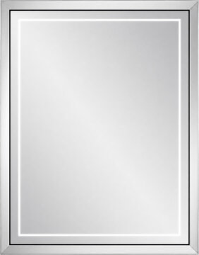 Modern smart mirror with illuminated LED frame isolated on transparent background