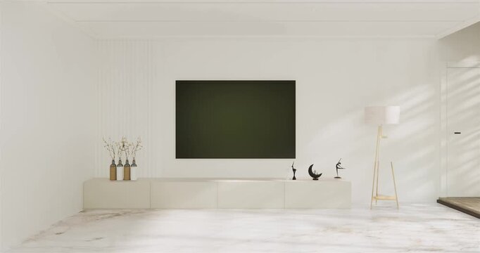 shelf wall Built-in mock up minimalist, room white modern style,Empty white wall on granite floor.3D rendering