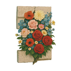 Obraz premium PNG Colorful floral bouquet illustration