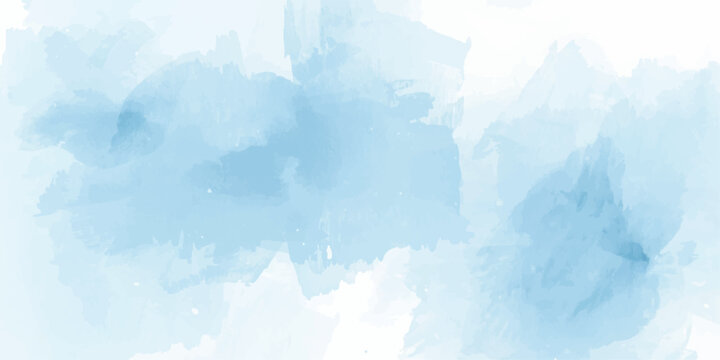 Abstract Watercolor Blue Sky Background with White Clouds and Bright Daylight.