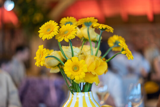 bouquet of yellow artificial or real gerberas