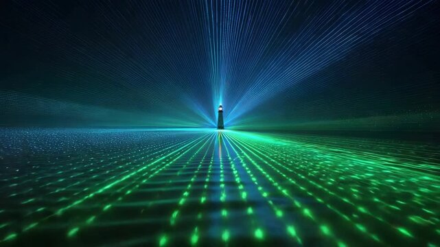 digital dynamic shining lighthouse in web illustrated animation