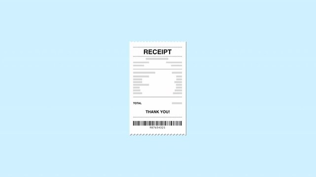 Receipt Document Animation with Payment and Purchase Information