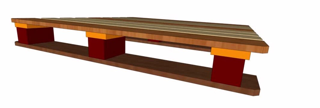 EPAL CP3 wooden Pallet 3D colored rotation with top view perspective. Engineering animation showing detailed 1140x1140mm chemical shipping structural layout for global logistics.