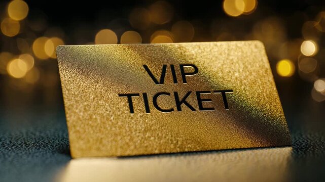 golden vip ticket on dark background animation