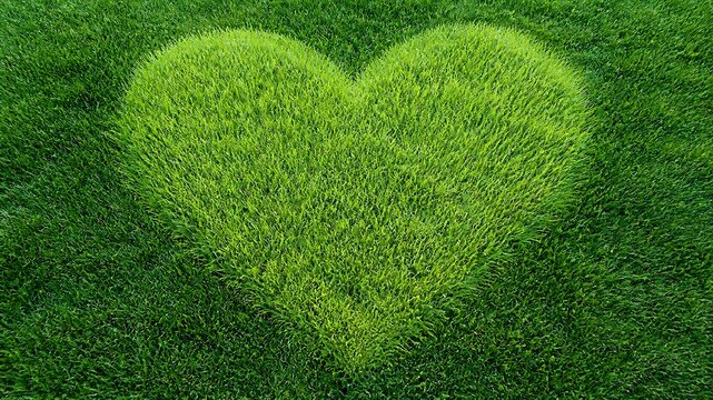 Green Grass Heart Shape Natural Outdoor Landscape