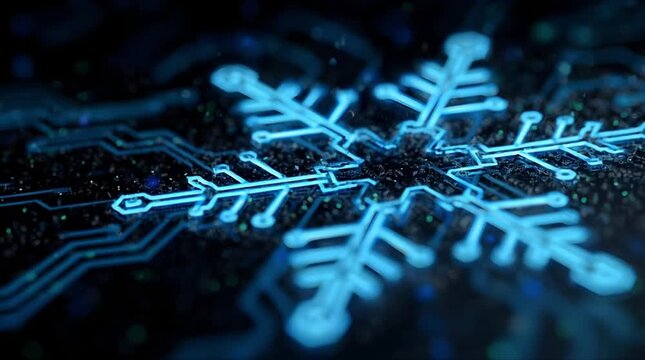 Quantum cooling signal wave macro with glowing electronic circuit flow (AI Generated)