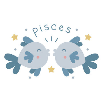 Cute pisces zodiac fish design