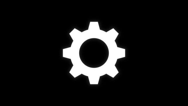 Jammed Industrial Mechanical Gear Icon Struggling on Black Background