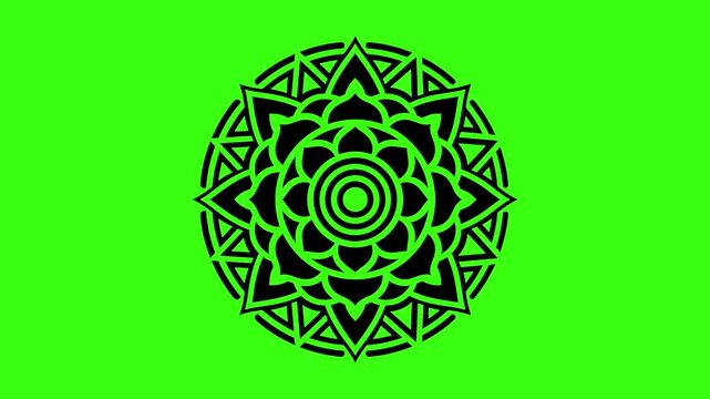 Spinning Floral Mandala Icon Looping Seamlessly in 4K Resolution