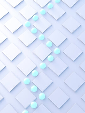 Balls rolling in a pattern, 3d rendering