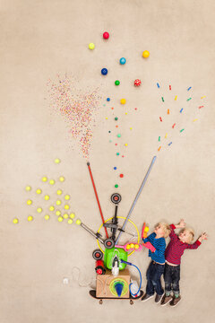 Children trying out new ball machine