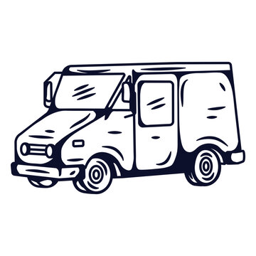 Retro delivery vehicle outline illustration t-shirt design