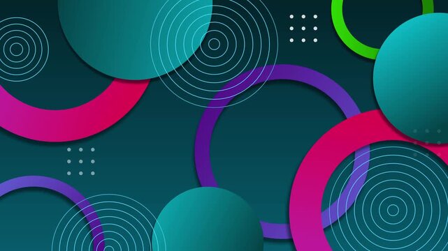 Abstract geometric background overlapping rings and circular gradients animation