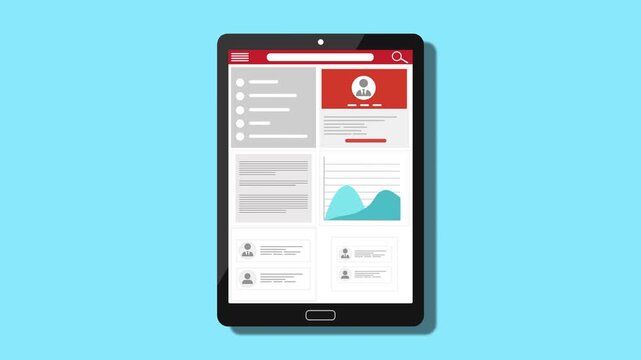 Tablet ui dashboard mockup animated, Tablet mockup UI layout showing profile, cards, list and chart animation