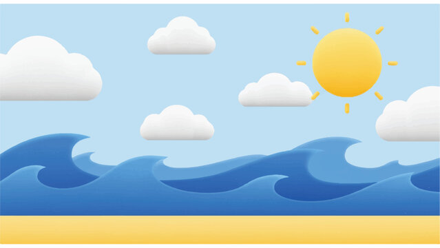 Waves on a sunny beach shore.
