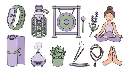 Obraz premium Collection of wellness and meditation items with calming elements