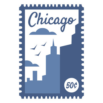 Chicago skyline stamp design