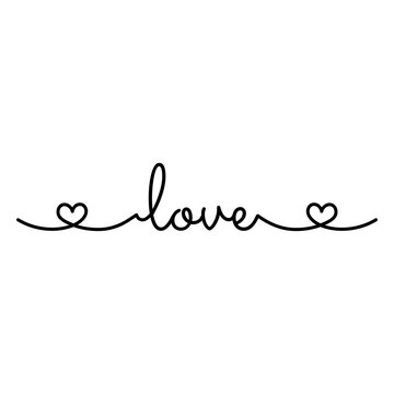 Sweet love script design with hearts