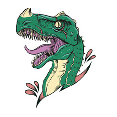 Naklejka premium Detailed cartoon dinosaur head illustration design