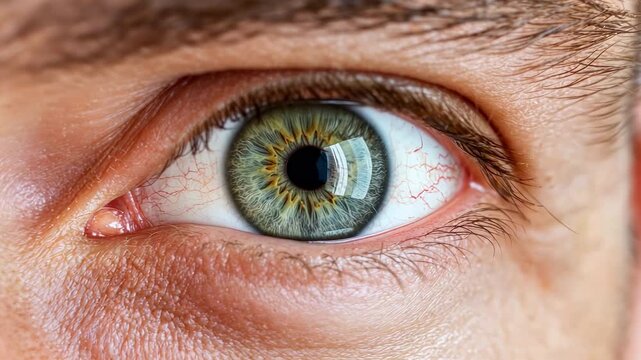 Macro photograph of a human eye showcasing the intricate details of the iris, pupil, and surrounding eyelashes, highlighting the beauty and complexity of the organ of vision