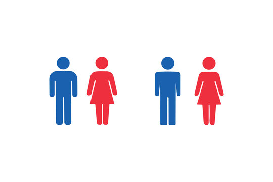 Set of male and female toilet signs as simple flat vector icons for public bathroom doors.