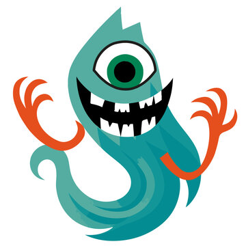 Whimsical one-eyed creature illustration design