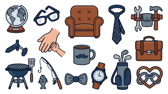 Collection of various objects including furniture and tools