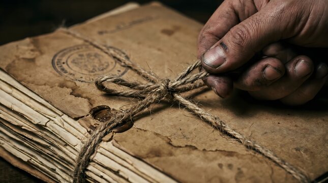 Hand searching through old index cards in an antique wooden filing cabinet drawer.