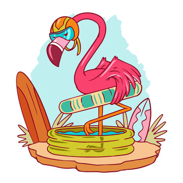 Cool flamingo pool float illustration