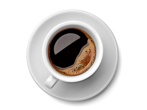 Cup of black coffee on white background