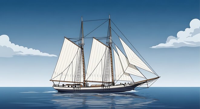 Sailing Ship on the Open Sea - A Classic Maritime Scene.