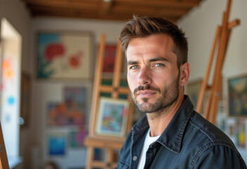 Obraz premium Portrait of a male artist in a studio