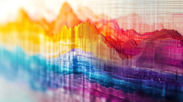 Abstract colorful data visualization graph showing growth, progress, and trends.