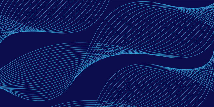 Abstract blue background with glowing curved lines. Shiny blue swirl curve lines design. Spiral lines. Geometric oval pattern. Futuristic technology concept. Vector illustration